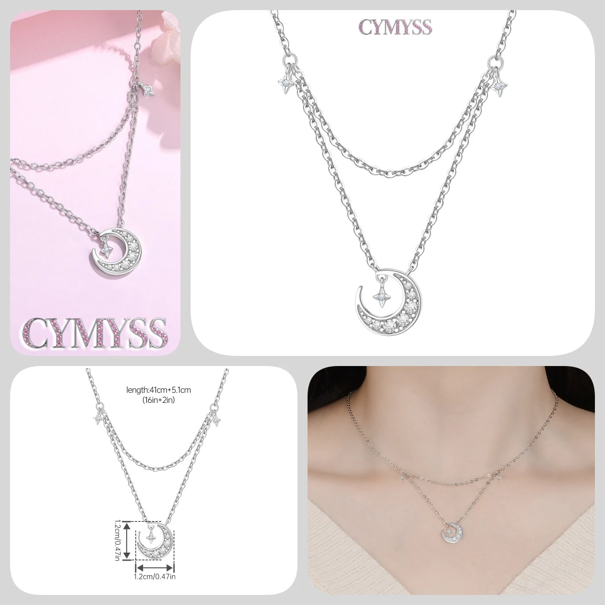 2026 Original 925 Sterling Silber Planeten-Halskette mit Liebesherz und Zirkonia-Einlage, Romantischer Modeschmuck, Partygeschenke für Frauen – Detail 13