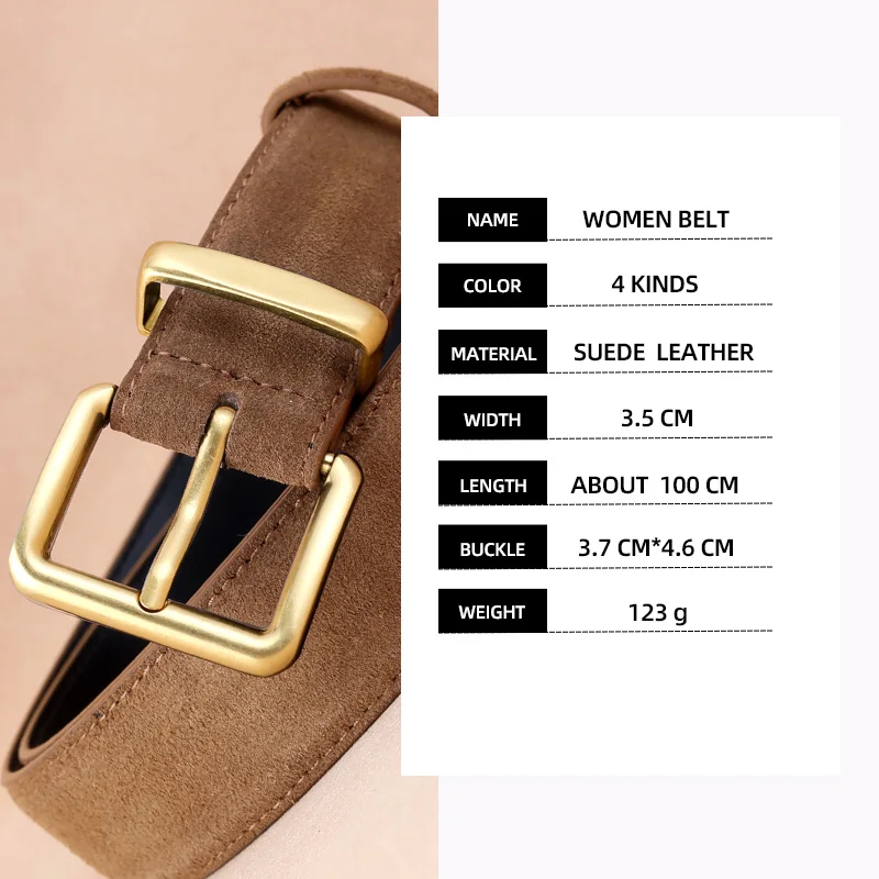 3.5cm Belt For Dress Skirt Women‘s anti-suede Leather belt