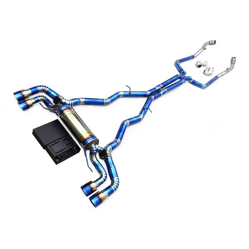 OBM Valvetronic Full Exhaust System For BMW M5 F90 4.4T 2018-2023 Titanium Catback Stainless Steel Downpipe Blue Exhaust Pipes