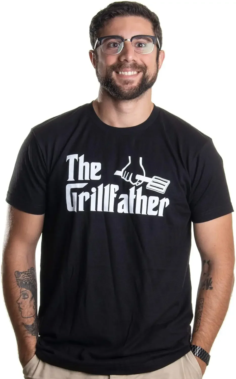 Шутка для мужчин The Grillfather |   Забавная футболка с юмором и мясом для папы, дедушки, гриля, барбекю