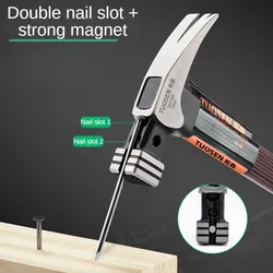 Multifunction Claw Hammer Woodworking Tools Magnetic Hammer Round/Square Head Striking Surface Nail Hammer Safety Hand Tools