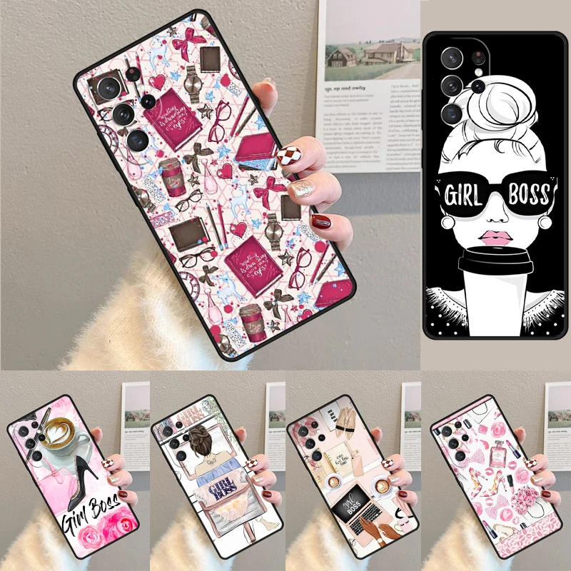 Princess Female Boss Coffee Phone Case For Samsung Galaxy note 10 pro S26 S25 S24 S23 S22 Ultra Plus S21 FE S20 Shockproof Cover