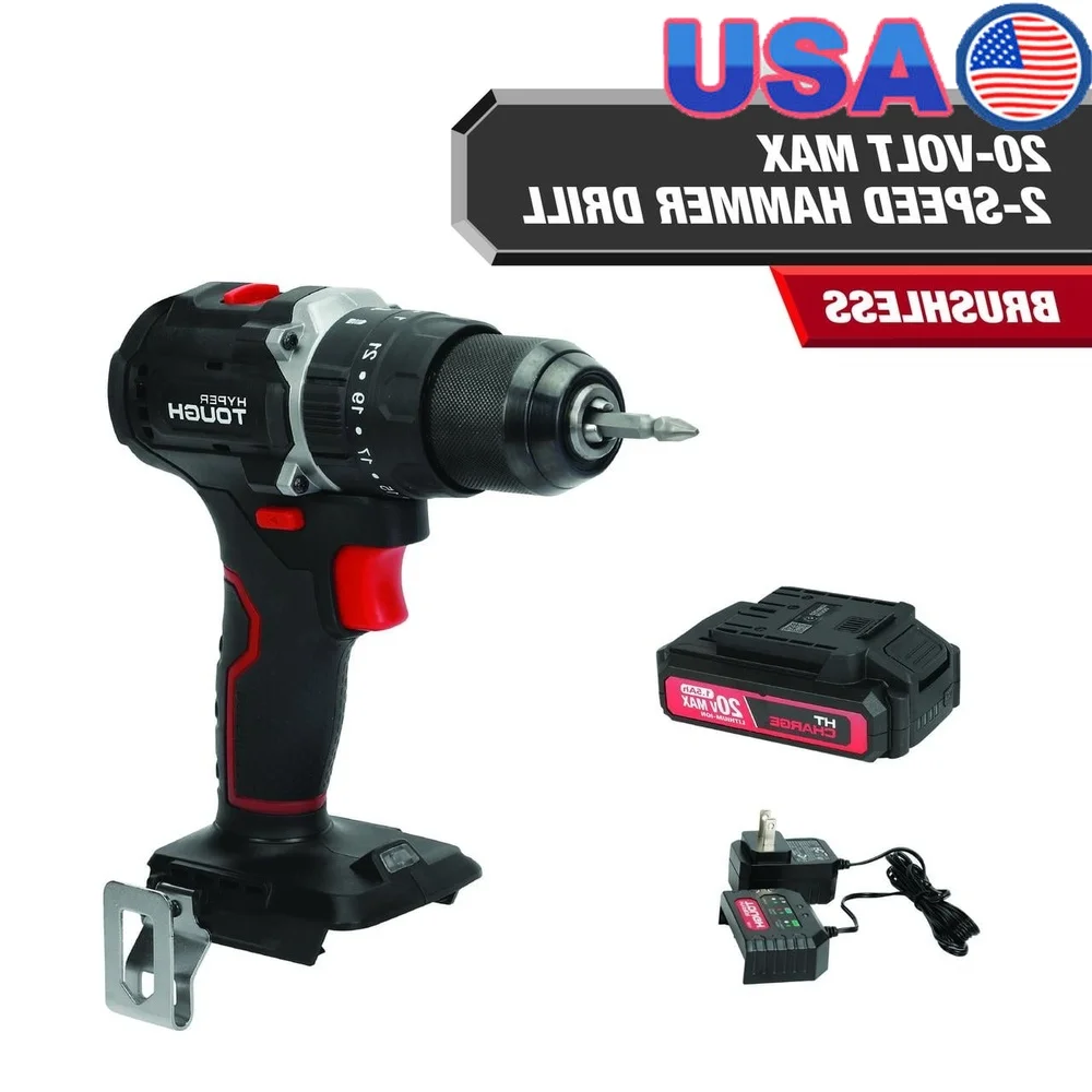 

20V Cordless Brushless Hammer Drill 21 Torque Settings LED Light 1.5Ah Battery Charger Keyless Chuck Lightweight 3.09lbs