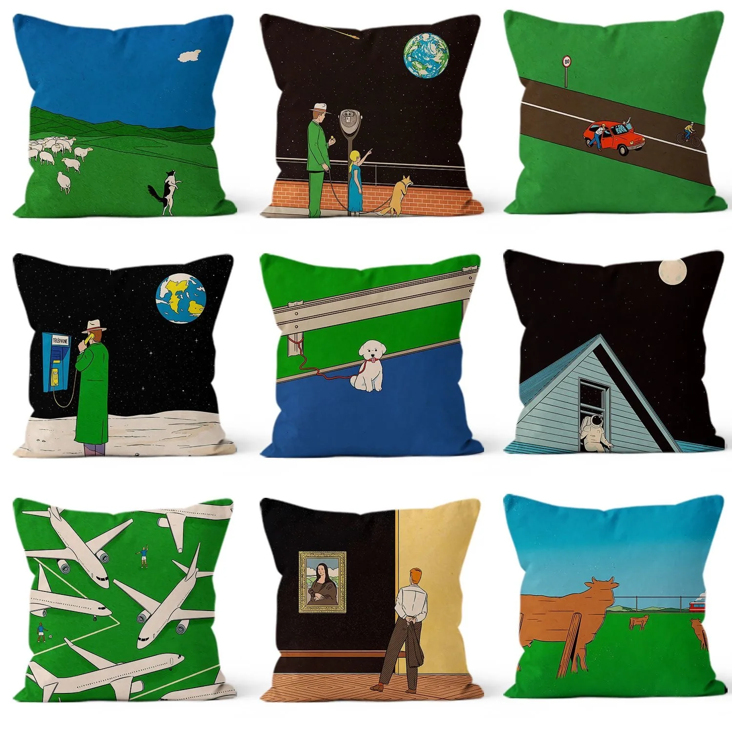 Geometry World Pillow Cover Furniture Removable Washable Cushion Cover Office Nap Switch To Pillowcase