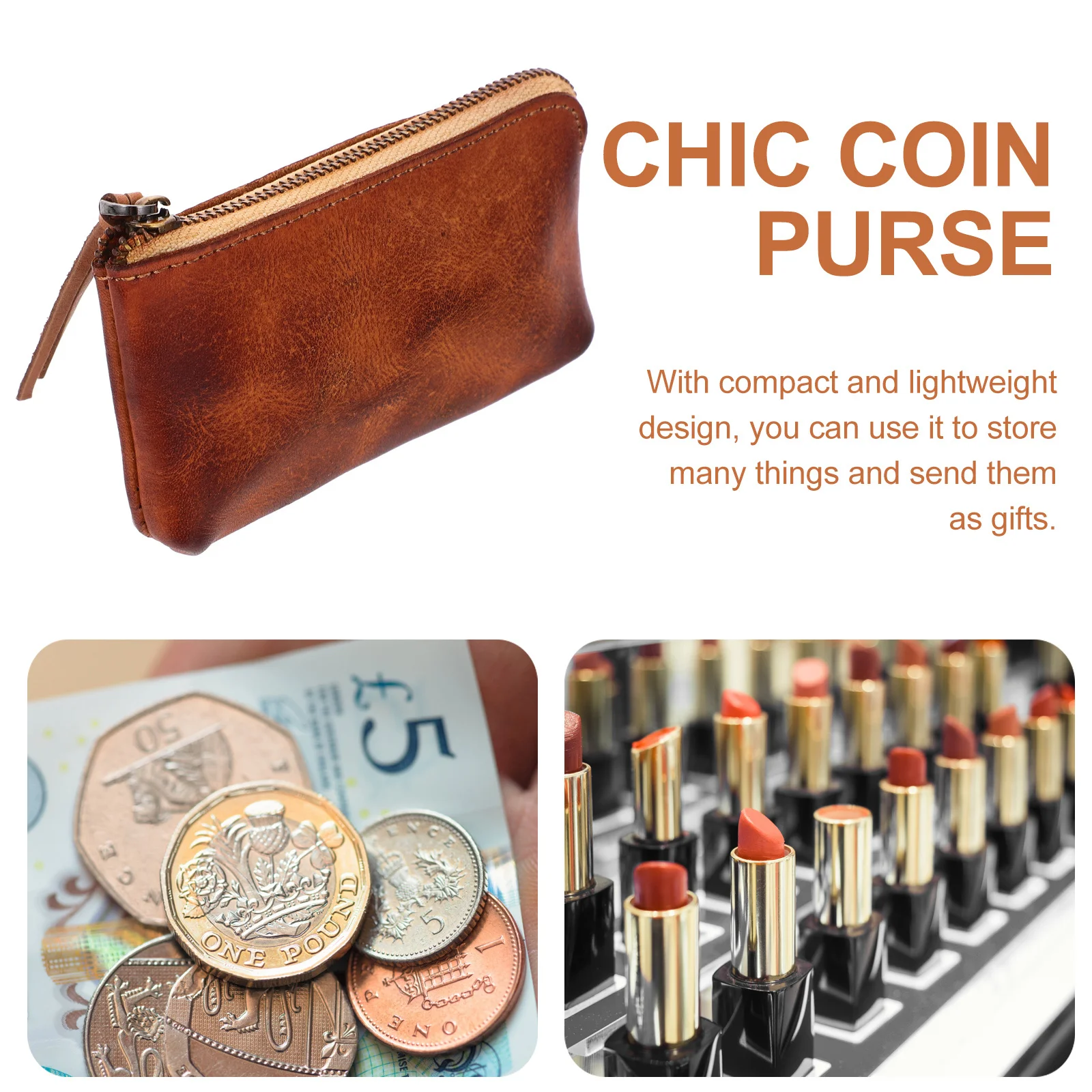 

1Pcs Distressed Small Change Wallet Vintage Change Purse for Coins Cash Cards Organizer Portable Lightweight Coin Pouch