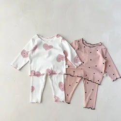 Conjunto de pijama con estampado de puntos para bebé, ropa de dormir para niña pequeña, traje de ropa interior, Primavera