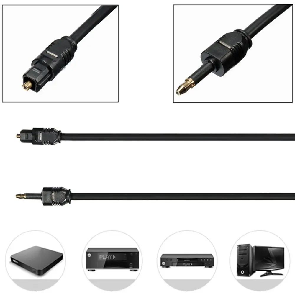 Gold-plated Audio Cable Optical Fiber Cord SPDIF Line 3.5mm to Toslink For Speaker Blu-ray Player Xbox Power Amplifier