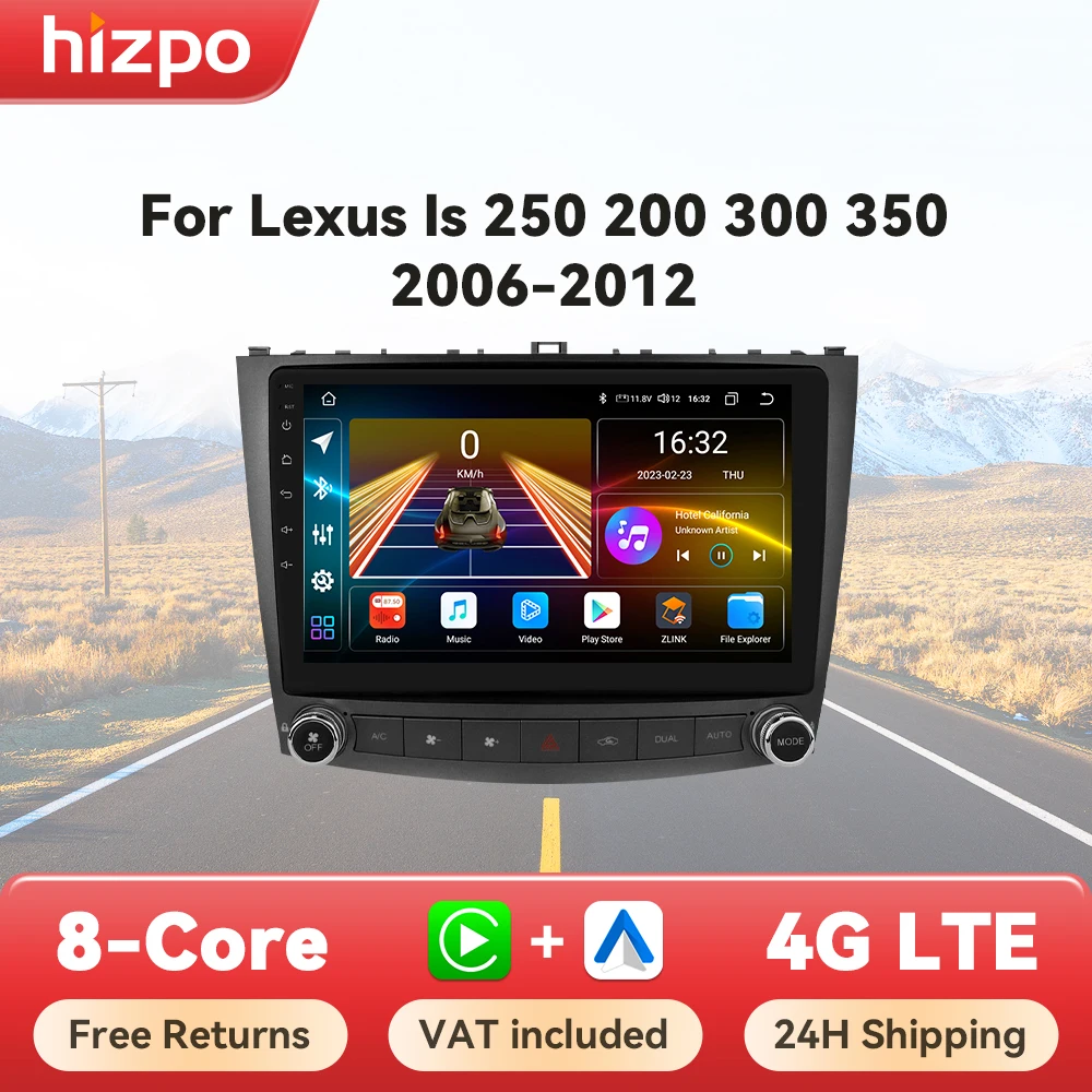 Hizpo 10.1 Inch Car Radio Player For Lexus IS250 200 300 350 2006 - 2012 Stereo Apple Carplay Androdi Auto GPS Navi Stereo 7862