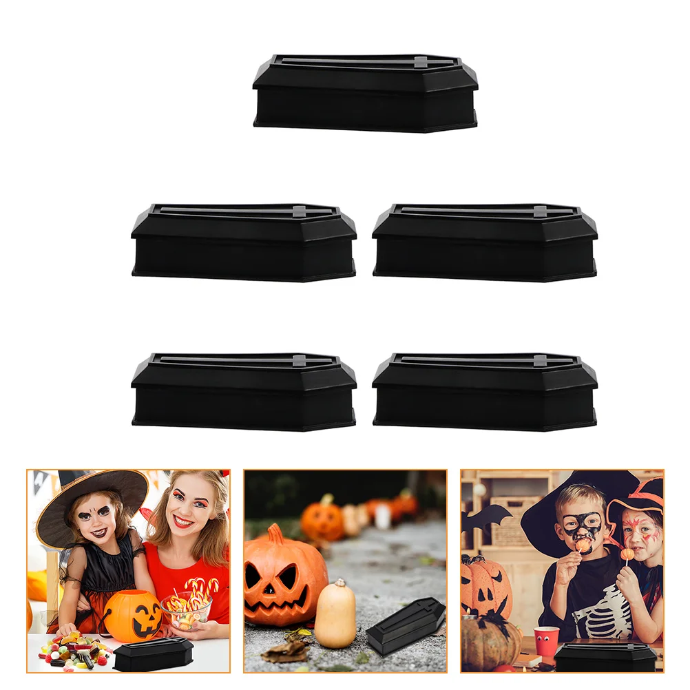 

5 Pcs Storage Box Coffin Halloween Sweets Decorations Plastic Haunted House Prop