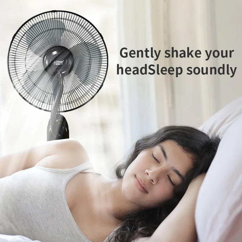 مروحة كهربائية أرضية عالية الكفاءة، مروحة رذاذ قوية للرياح الكبيرة مع جهاز تحكم عن بعد