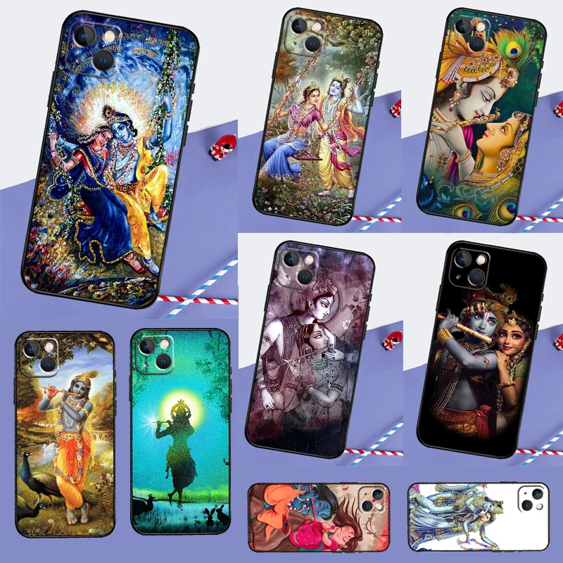 Lord Krishna Radha Soft Case For iPhone 16 15 14 13 12 11 Pro Max XS X XR 7 8 Plus 13 12 Mini Protection Cover