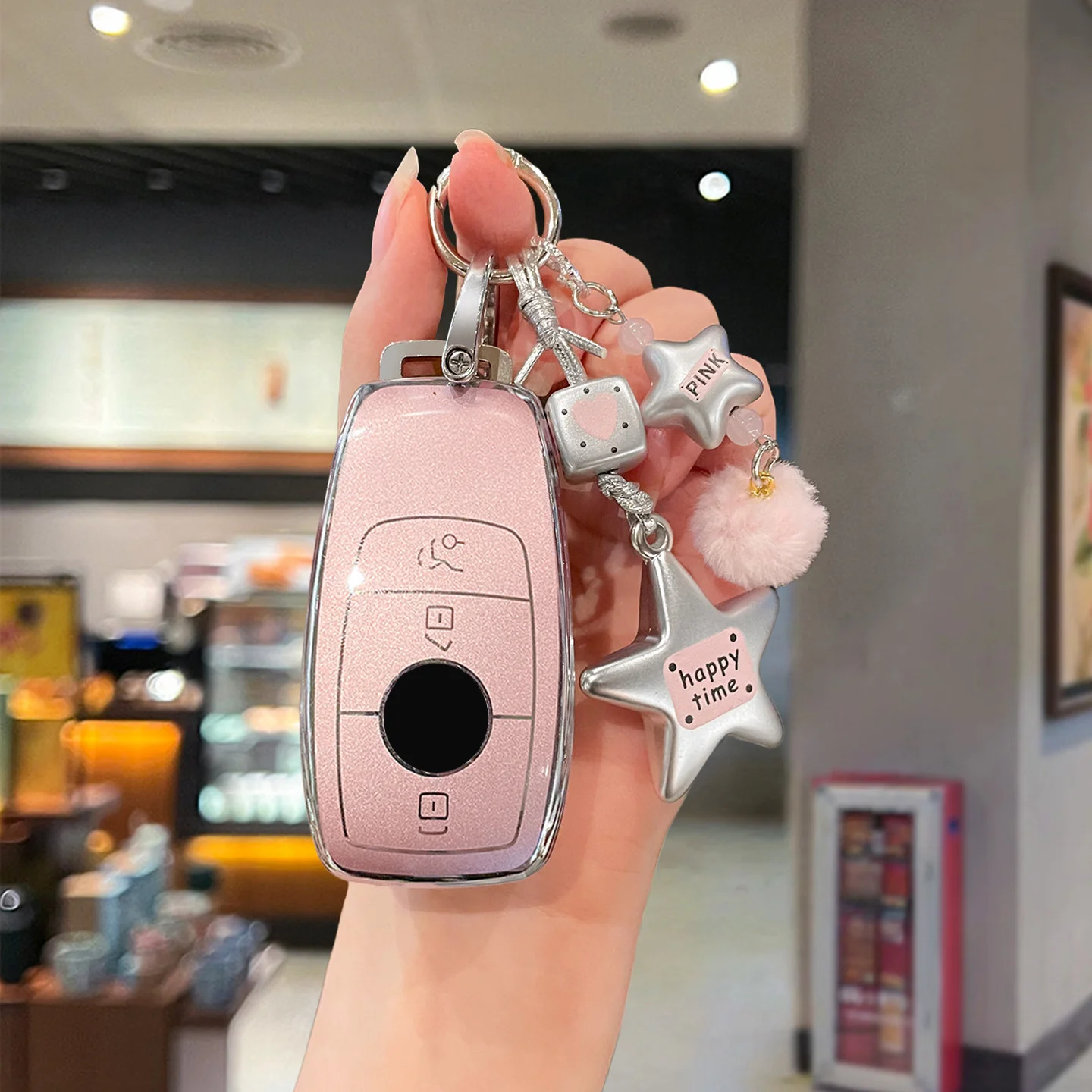 Shimmering Pink TPU for Mercedes Benz A C E S G Class W177 W205 W213 X167 W222 CLA GLE GLB GLS AMG Remote Car Key Case Cover Fob