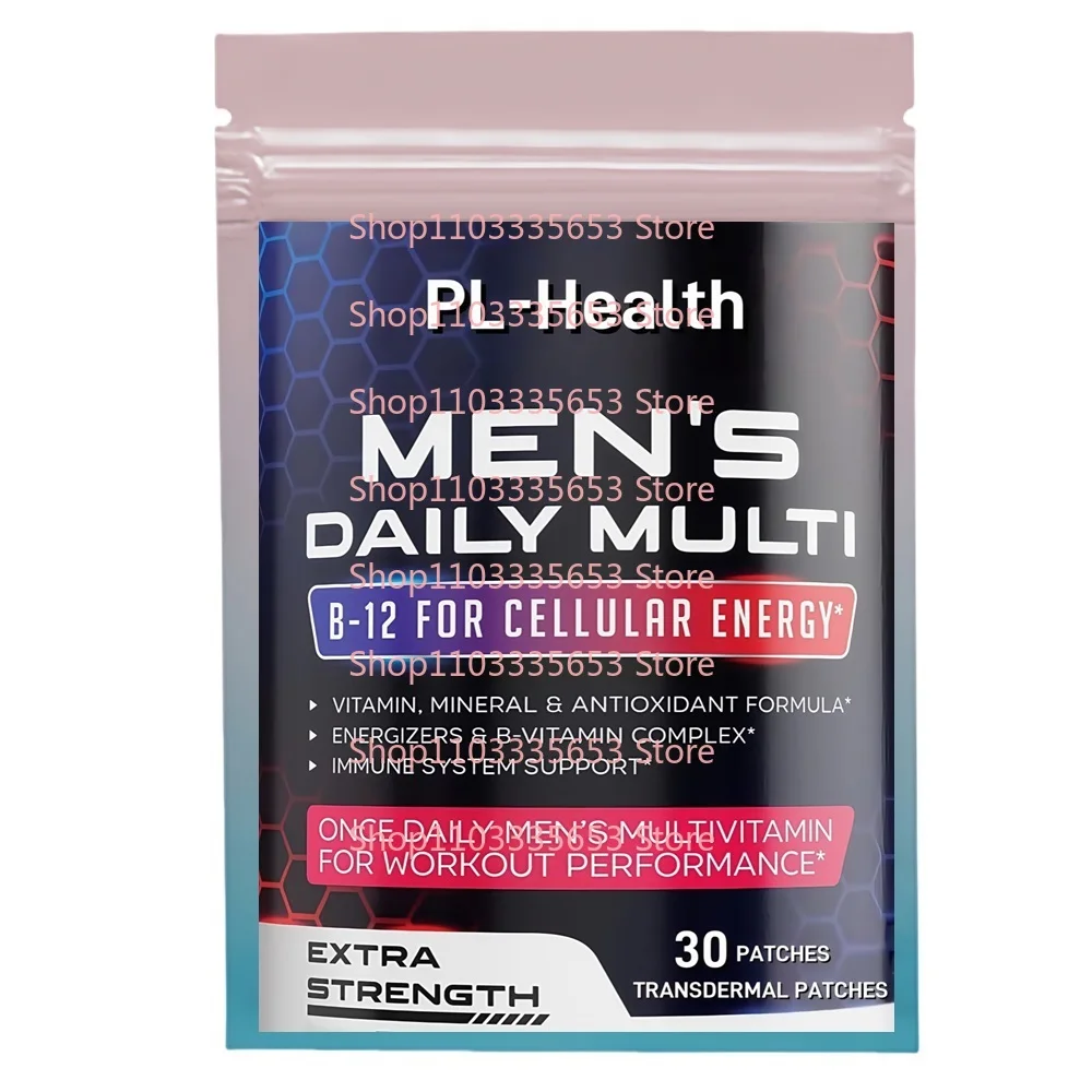 

30 Patches Mens Multivitamin Transdermal Patches with Vitamin A, C, D, E, B12, Zinc for Immune Support & Energy, Focus