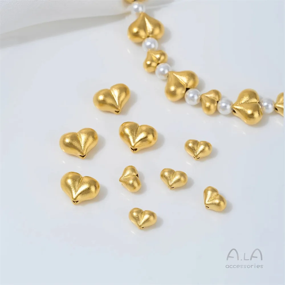Z471 Vietnamese Sand Gold Heart Peach Beads DIY Jewelry Making Supplies For Bracelets Necklaces