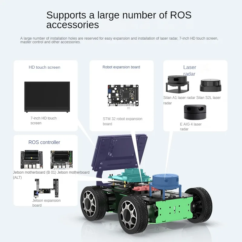 10KG Load Ackerman Robot Car Chassis with Encoder Motor Front Wheel Servo Steering Big Metal Chassis Programmable Robot RC Tank