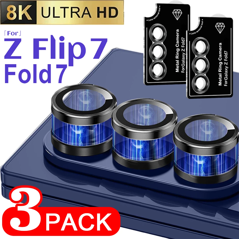 3/2/1Sets Alloy Metal Ring Glass Camera Lens Protector for Samsung Galaxy Z Fold 7 /Flid 7 One-Step Easy Installation Lens Cover