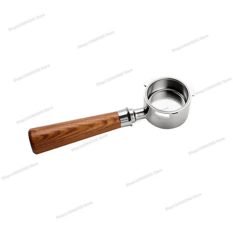For  51mm Coffee Machine Handle, Modified Solid Wood Handle Accessory, Funnel 304 Stainless Steel Bottomless Handle