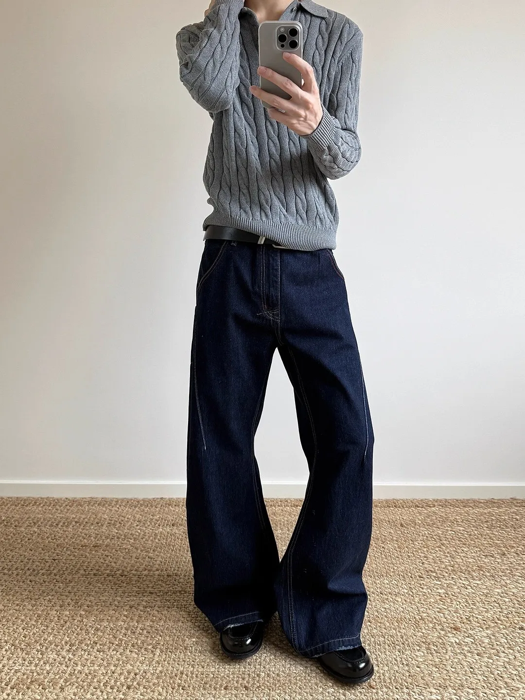 

Retro American Design Sensation Knife Jeans Trendy Cleanfit Straight Leg Micro Flare Original Color Pants for Men