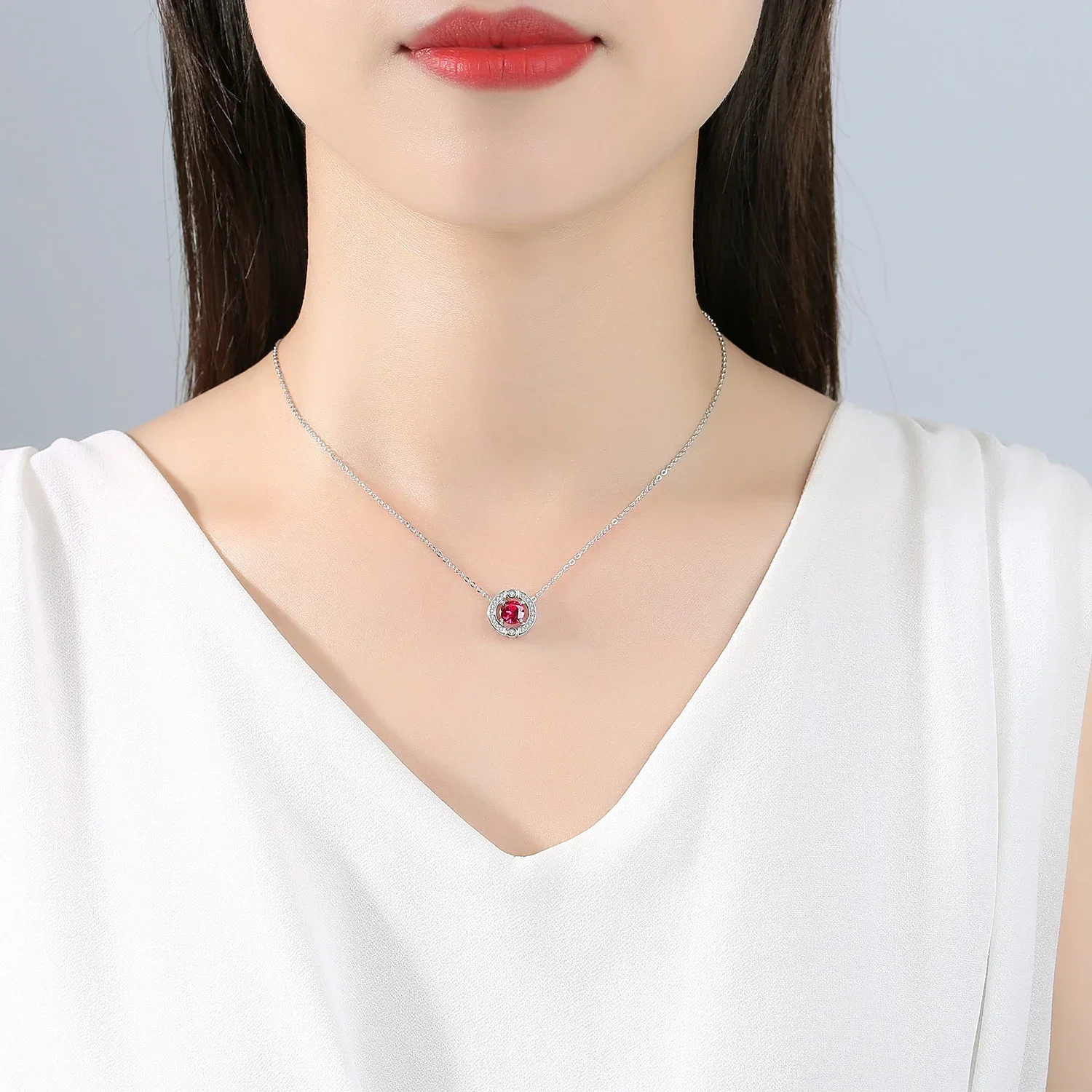 KALETINE Classic 925 Sterling Silver Necklace Women Designer Luxury Jewelry Bride Statement 12 Birthstone Necklace image 5