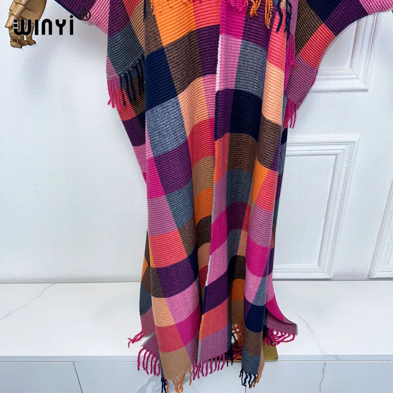 WINYI Retro plaid winter coat Middle East kaftan Pleated dress Africa Cardigan holiday cloak winter abaya women long down coat