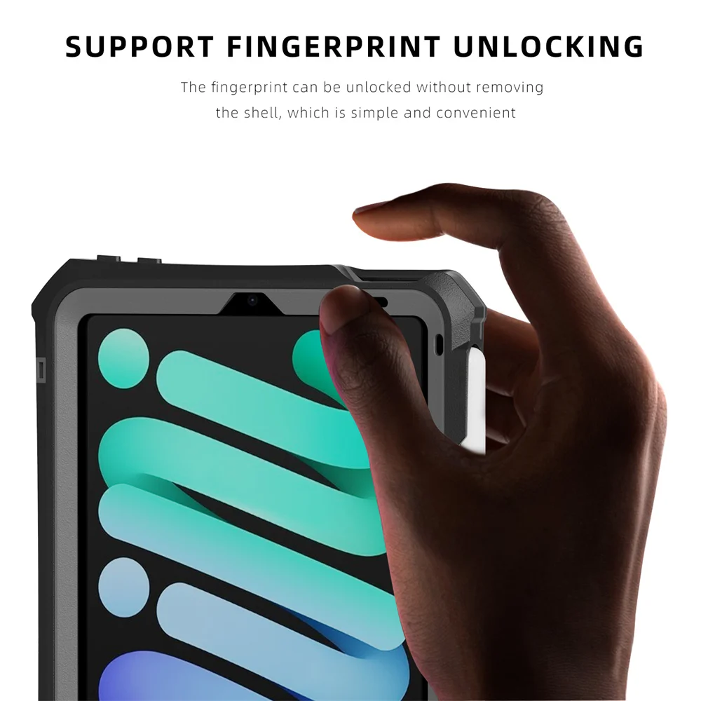 Shellbox Waterproof Case for iPad mini 7 mini 6 mini 5 MINI 4 Dustproof Swimming Outdoor Beach Shoulder Girdle TPU+PC Clear Case