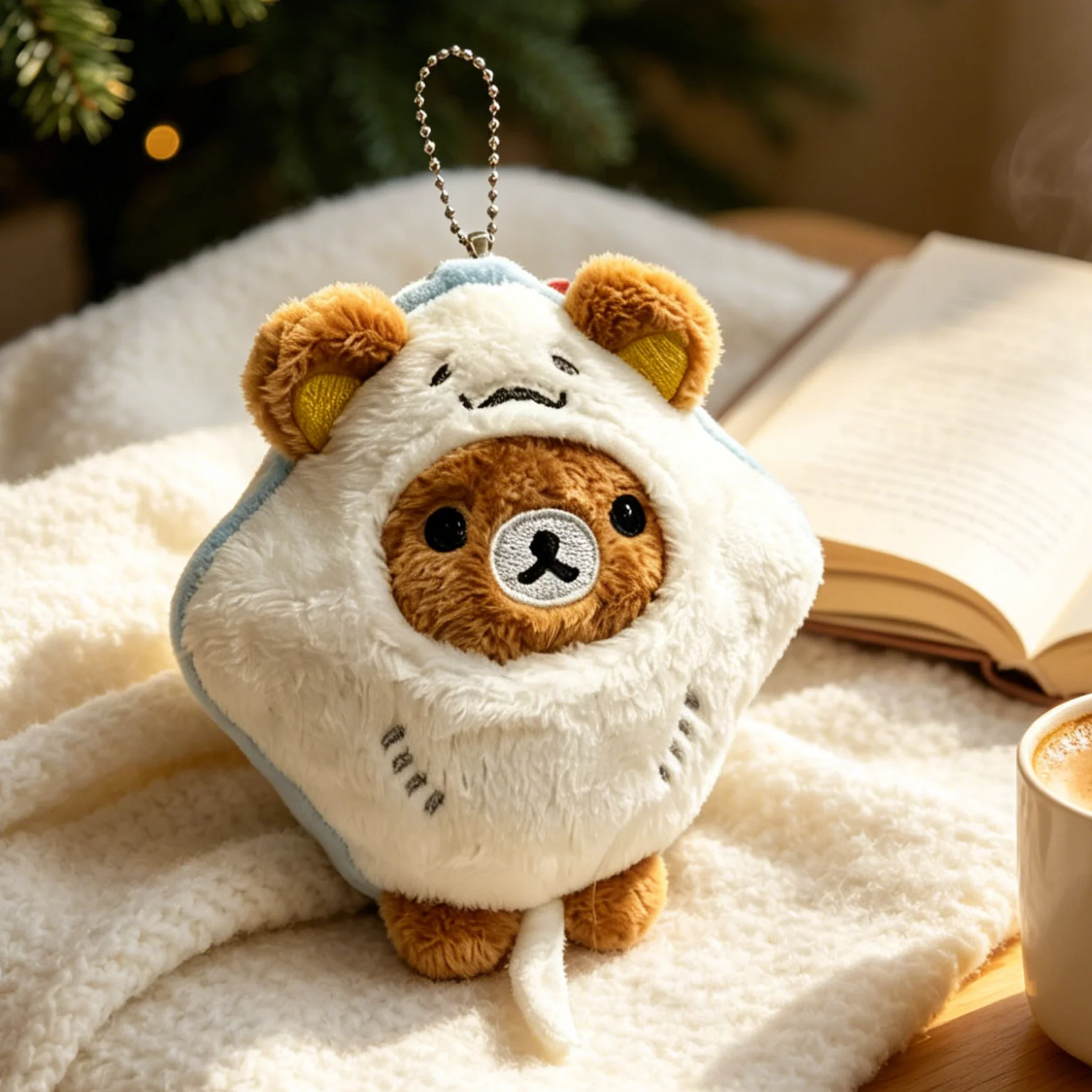 

Rilakkuma Devil Fish Teddy Bear Toy Ocean Theme Plush Keychain, Cute Bear Cartoon Plush Toy Festival Series Friends Gift