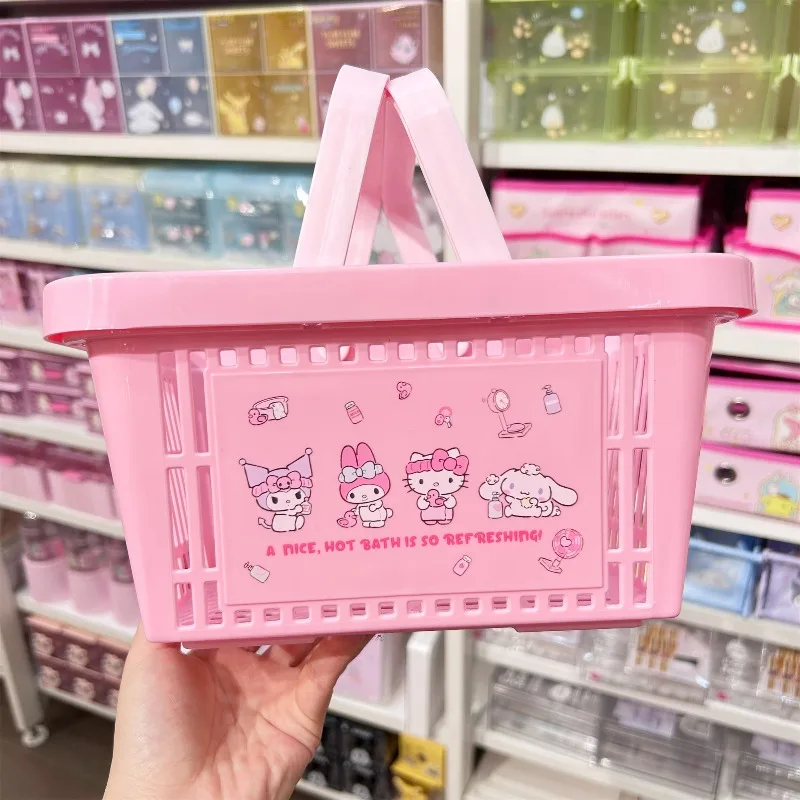 Sanrio Series Cinnamoroll My Melody Tote Basket Cute Hello Kitty Bathroom Storage Drain Basket Picnic Outdoor Fruit Basket. view 6