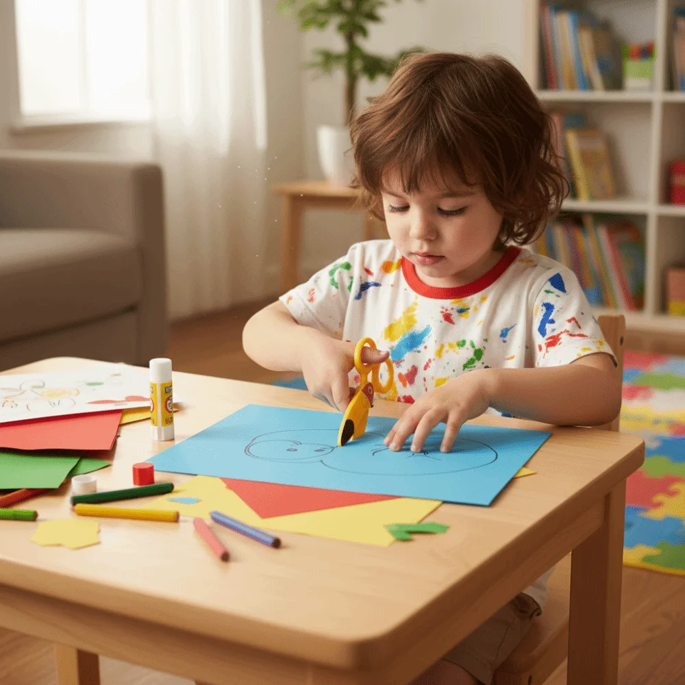 Design di sicurezza Forbici di sicurezza per bambini Materiale plastico Punta smussata Forbici artigianali per arte Forbici di design anti-pizzico con impugnatura comoda