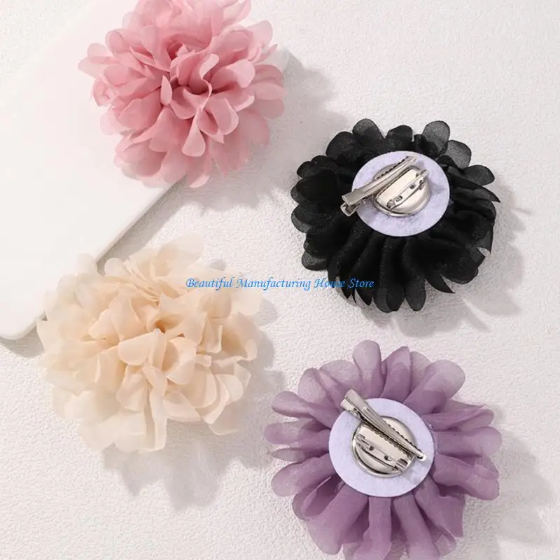 

E56A Retro Camellia Flower Brooch Floral Lapel Pin Handmade Fabric Breastpin Elegant Ornament for Women