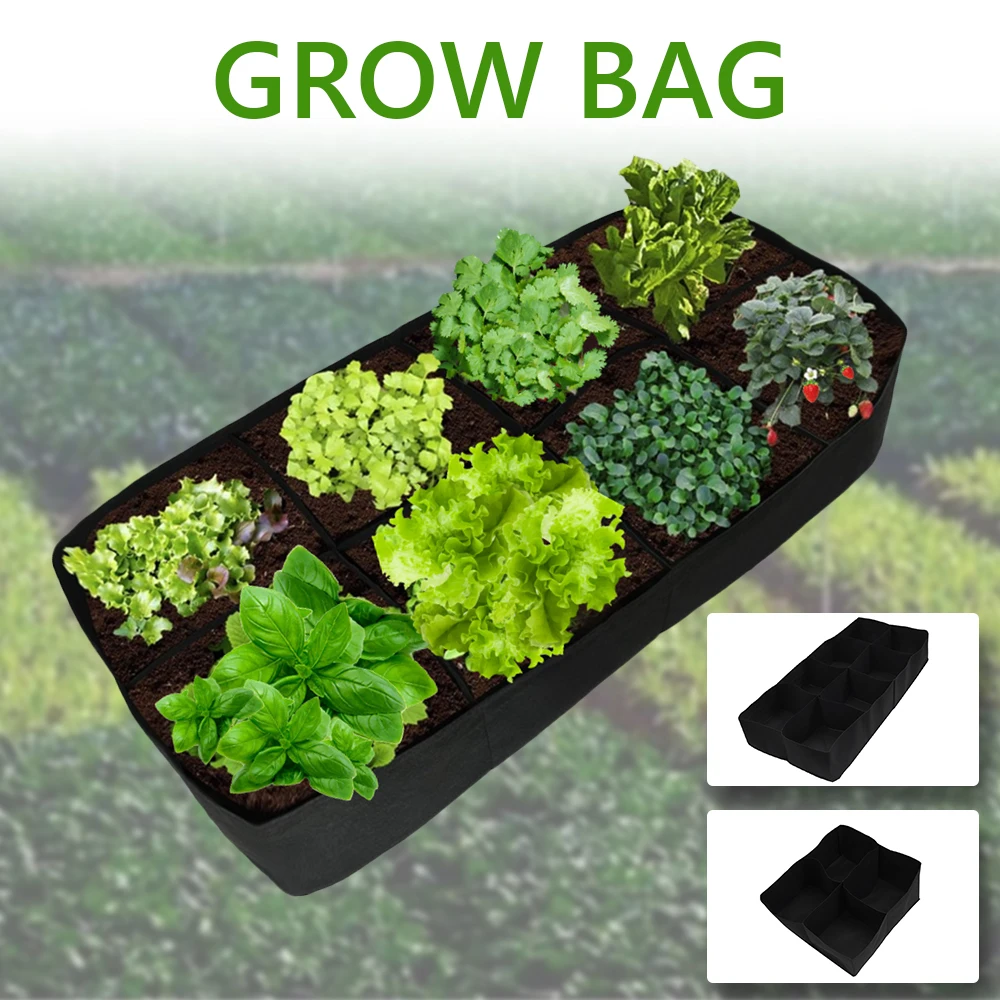 Plant Grow Bag Felt Breathable Grow Bed Pot Divided Grids Plant Nursey Bag Reusable Plants Growing Raising Bags for Carrot Onion