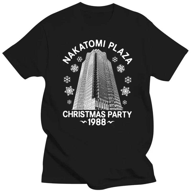 Japanese Buildings Printed On Tshirts Men Father's Day Sweater Cotton style Custom Tops T Shirt NAKATOMI PLAZA CHRISTMAS PARTY