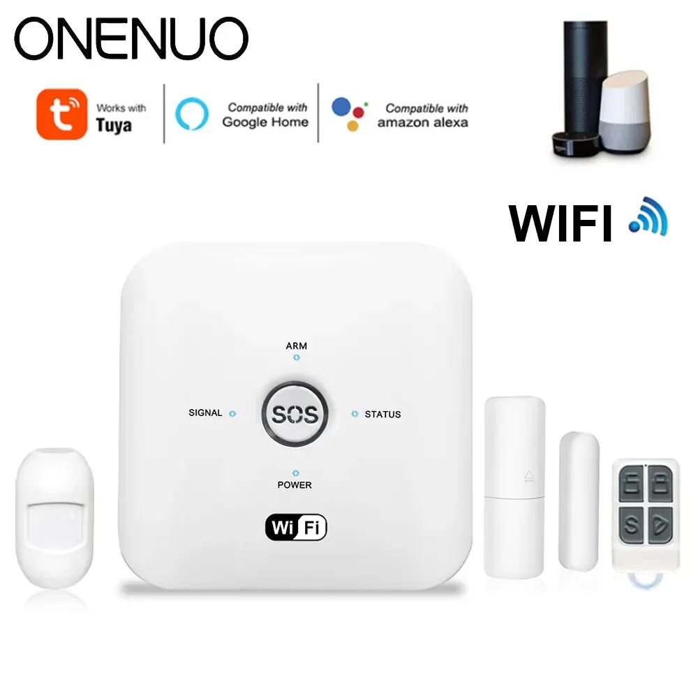 ONENUO Home Security Smart Anti-Theft WiFi Alarm System Door and Motion Sensor Tuya Smart App Control 80dB Alarm System