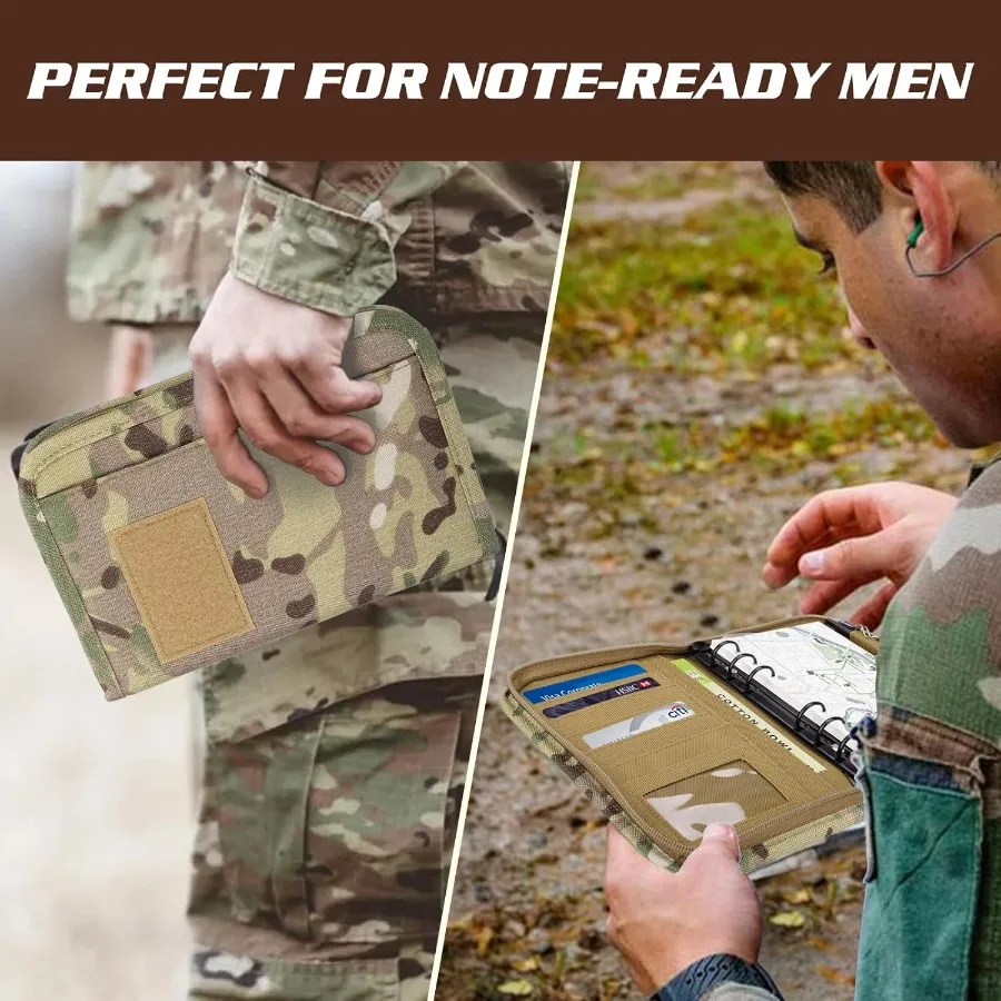 Raccoglitore ad anelli per padfolio militare con 80 fogli 160 pagine di quaderno militare in carta a fogli con organizer per padfolio con cerniera Refilla