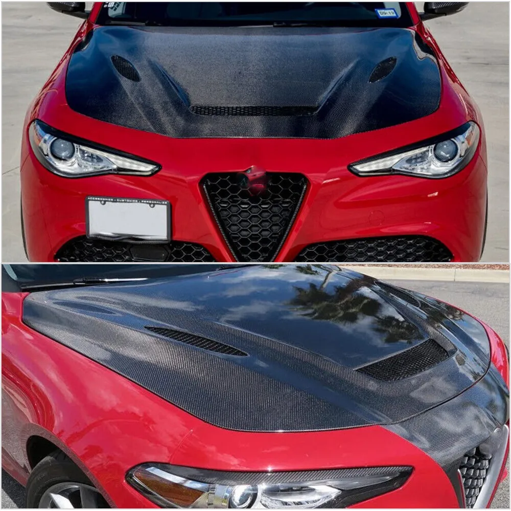 For Alfa Romeo Giulia 2017-2020 Carbon Fiber Front Bonnet Engine Hood Lid Cover Body Kits Car Accessories