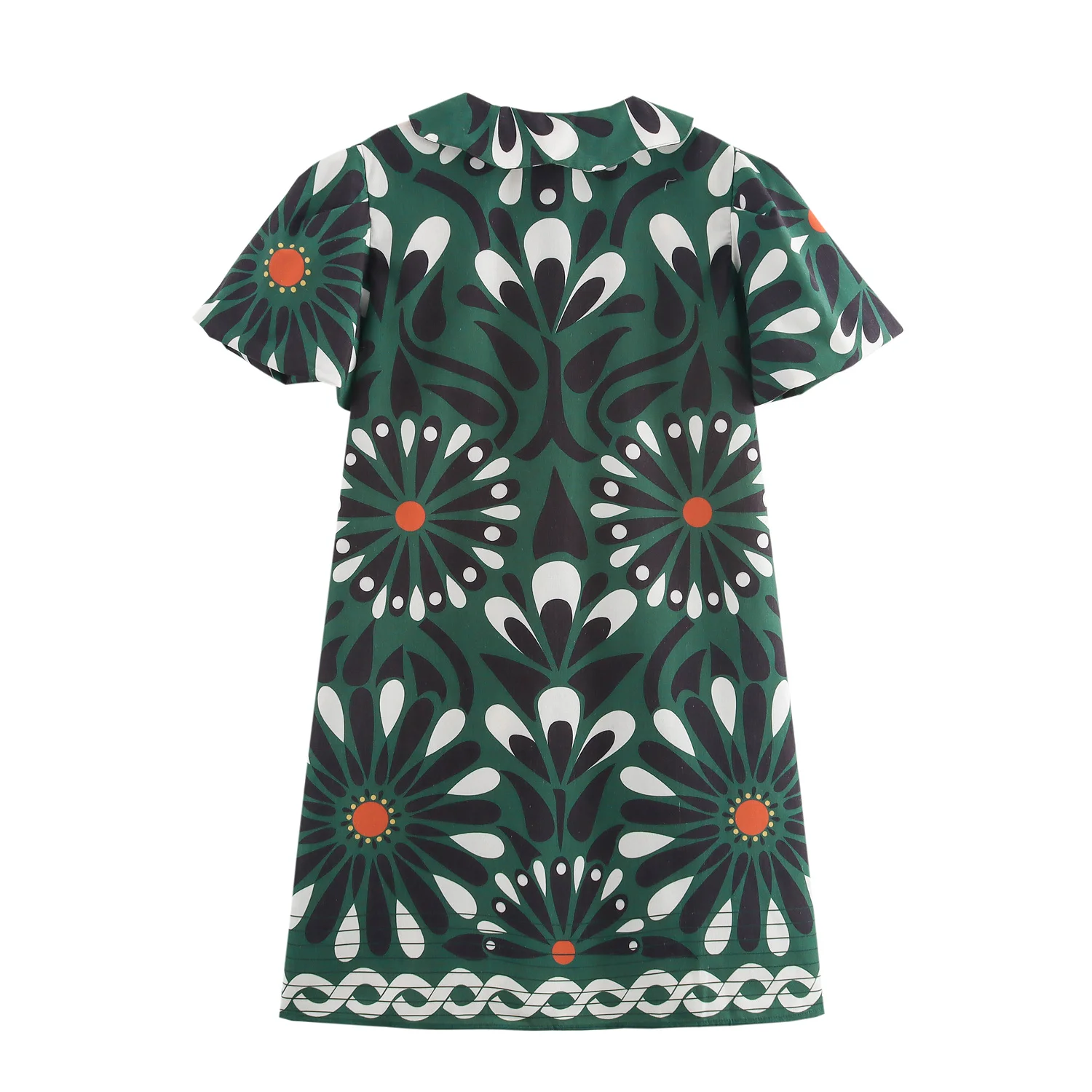 Jenny&Dave Moroccan Bohemian Retro Printed Doll Mini Dress Neck Women 2024 Autumn Casual Dress