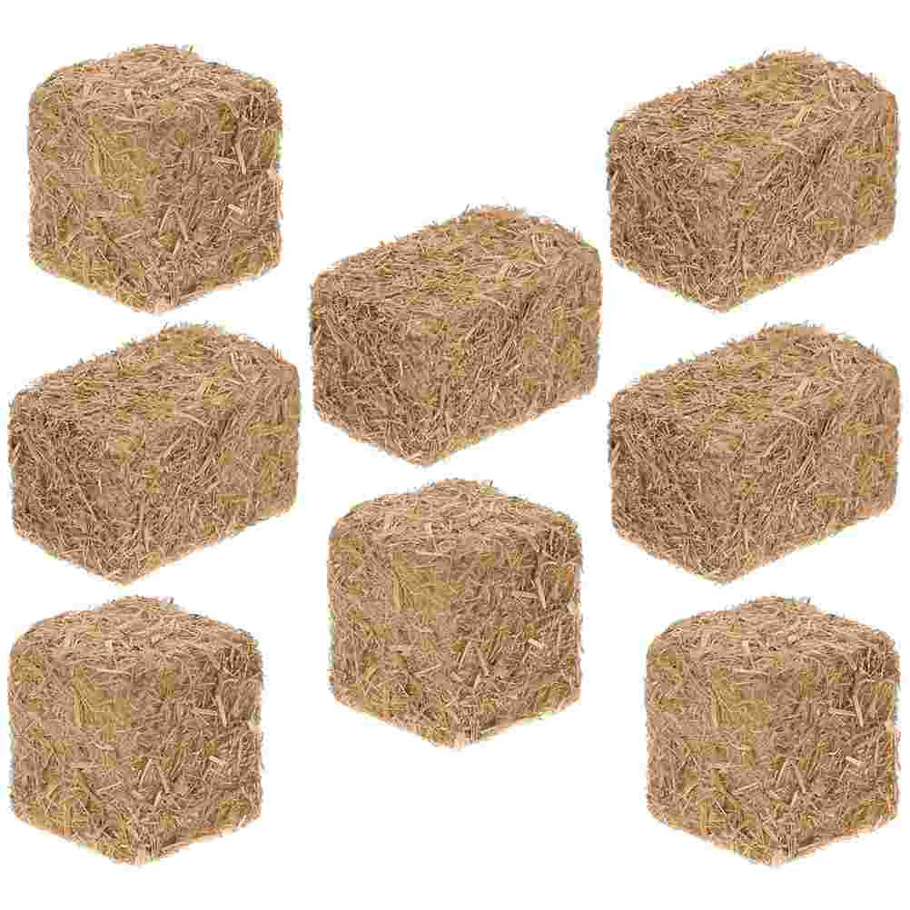 8 Pcs Simulated Mini Haystack DIY Sand Table Decor Fall outside Wood Miniature Prop Pet