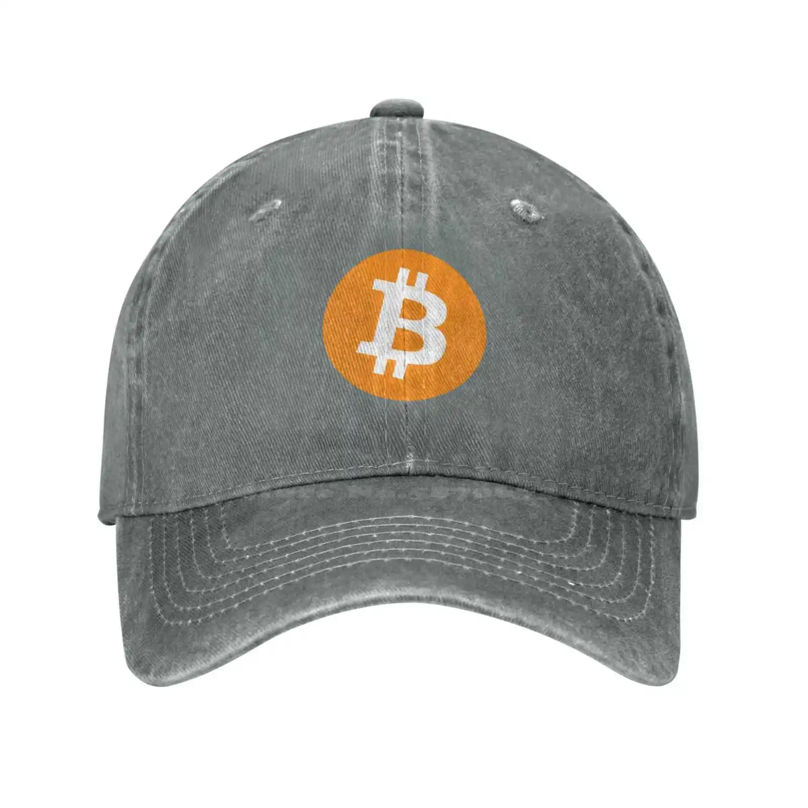 Topi bisbol Denim rajut Logo Bitcoin, topi bisbol rajutan