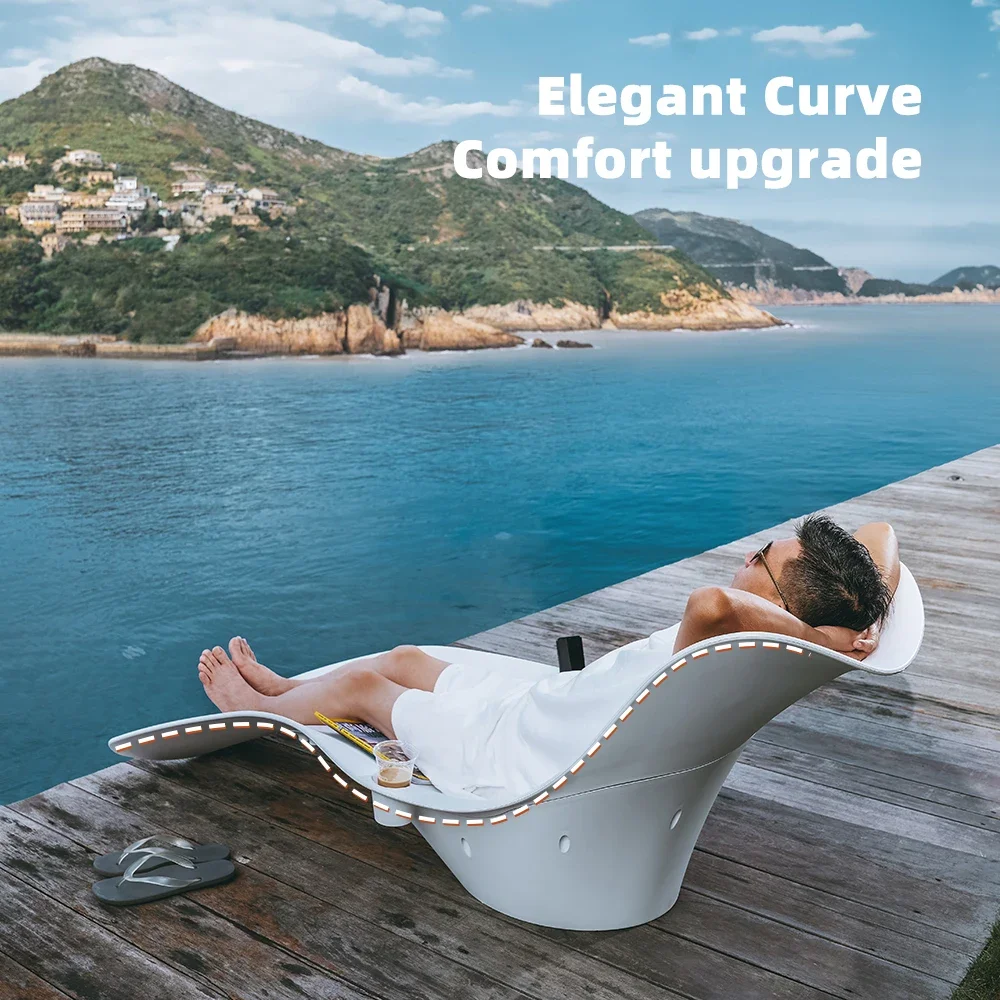 

Для сада, отеля и патио, новый расслабляющий шезлонг, уличный курортный бассейн, шезлонги, водонепроницаемая пластиковая лежачая кровать