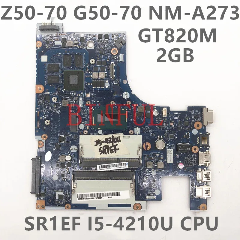 Mainboard For Lenovo G50-70M G50-70 Z50-70 Laptop Motherboard W/ i5-4210U CPU GT820M 2GB GPU ACLUA/ACLUB NM-A273 100%Full Tested