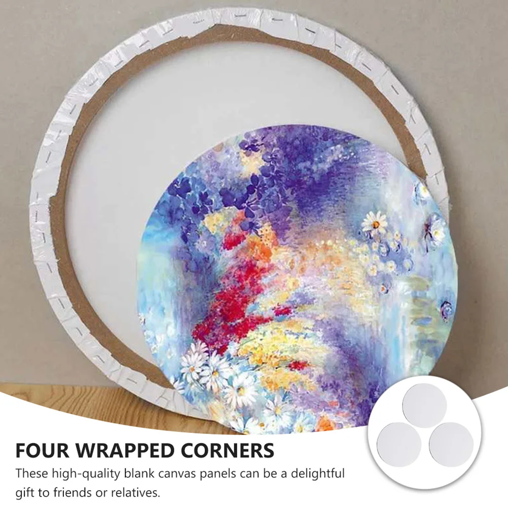 

4pcs Oil Blank Oil Painting Canvas Canvas Round Wooden Panels Professional Stretched Thick Cotton Diy Art Craft Decor