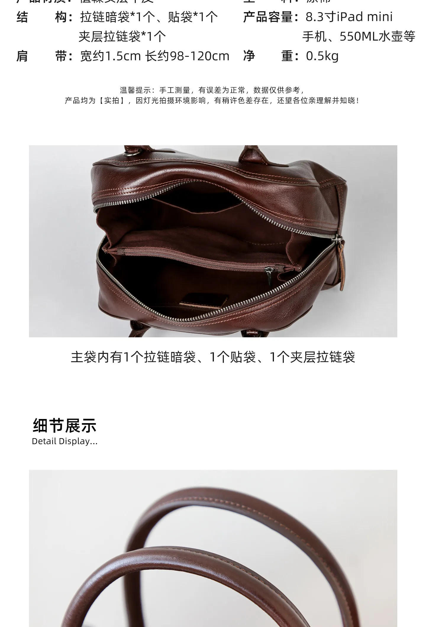 Einfache Vintage-Handtasche aus hochwertigem Echtleder für Damen, Luxus-Handtasche für Wochenendpartys, handgefertigte Schultertasche aus echtem Rindsleder für Frauen. – Detail 3