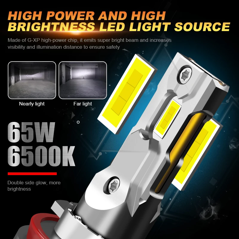 2PCS รถ H4 H7 LED ไฟหน้า H1 H4 H7 H8 H9 H11 9005 9005 9012 ไฟหน้ารถจักรยานยนต์ Auto Light หมอกหลอดไฟ 12V F7