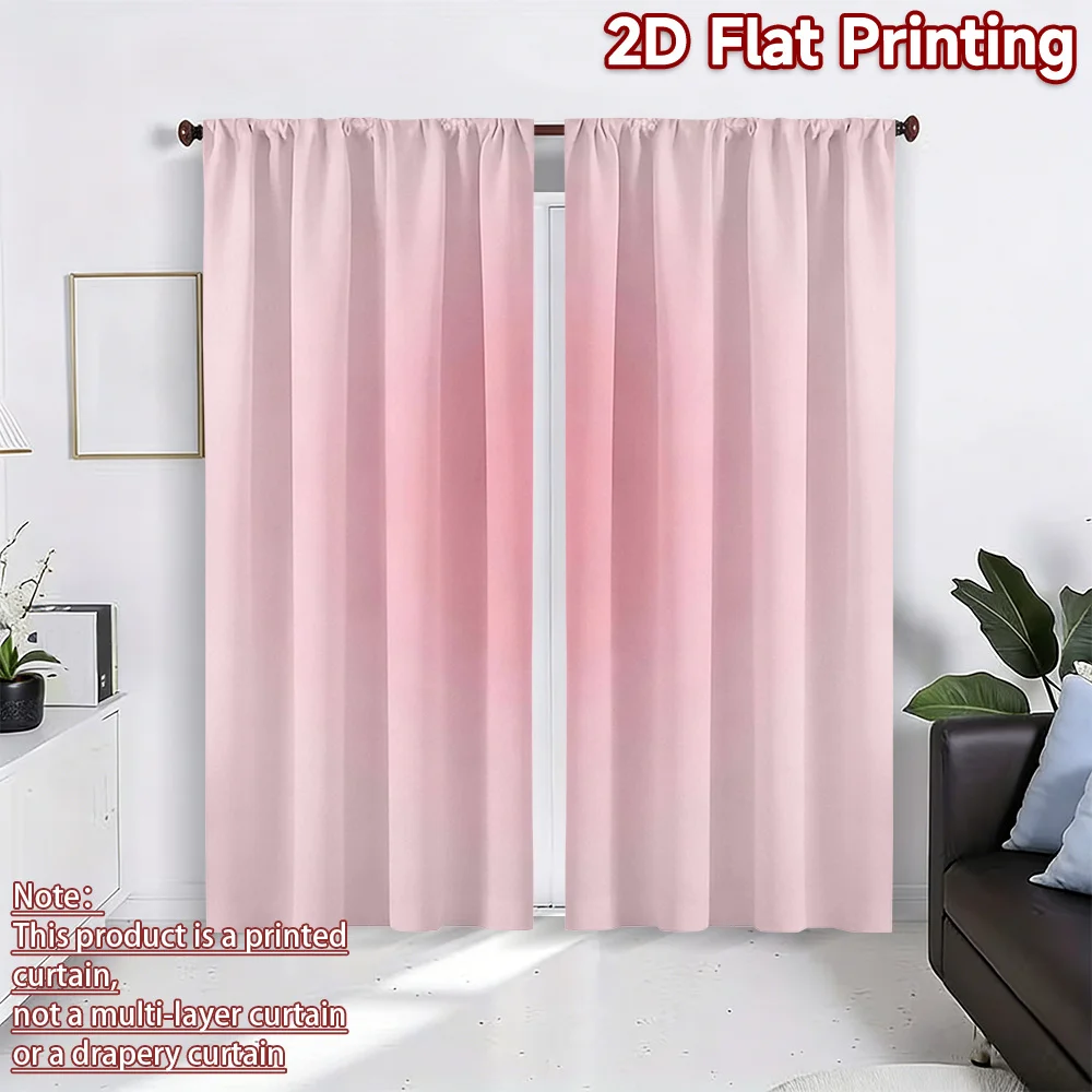 2PCS Digital Printed Curtains, Pink Tie Dye Gradient Boho Hippie Style, Rod Pocket Window Drapes for Living Room Bedroom Decor