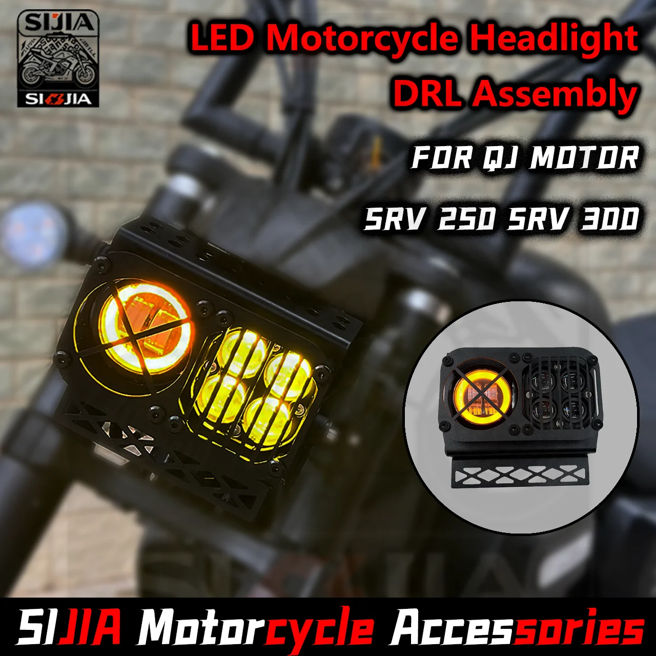 New Motorcycle Fit SRV250/300 Motorcycle Accessories headlight car light For QJMOTOR QJ SRV250 300SRV SRV 300 250SRV