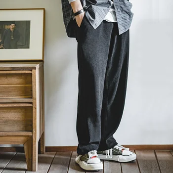 Maden Arbeits kleidung ohne Bügel und schlaffe Sensation Hose mit geraden Beinen Nachahmung Cord lange Hosen für Männer