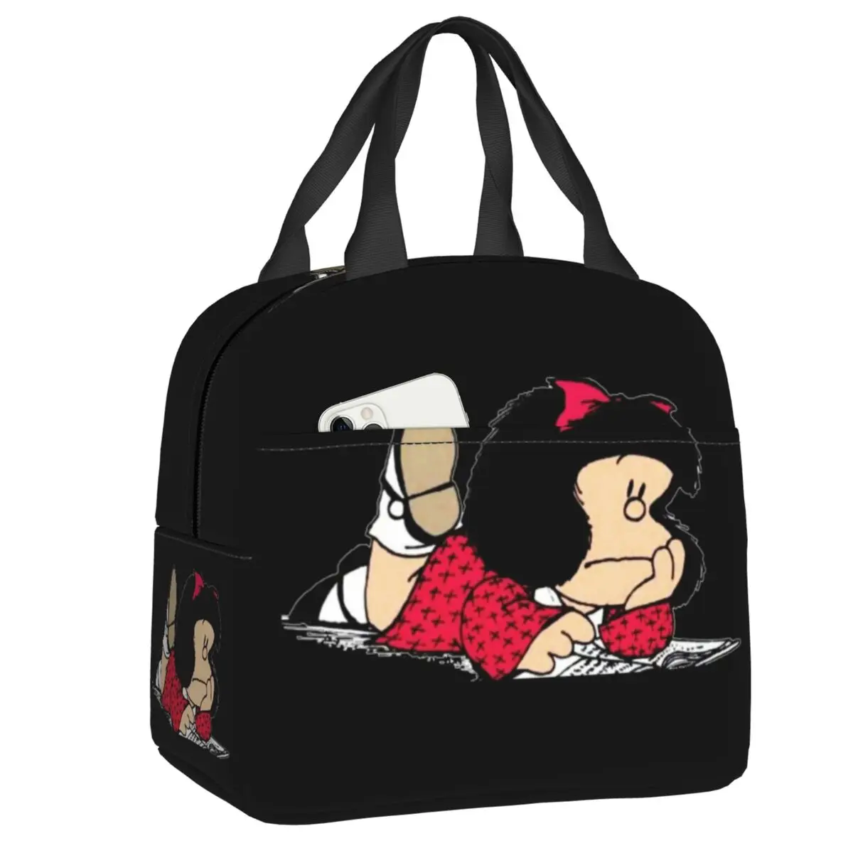 

Custom Cute Mafalda Lunch Bag Women Warm Cooler Insulated Lunch Box for Adult Office