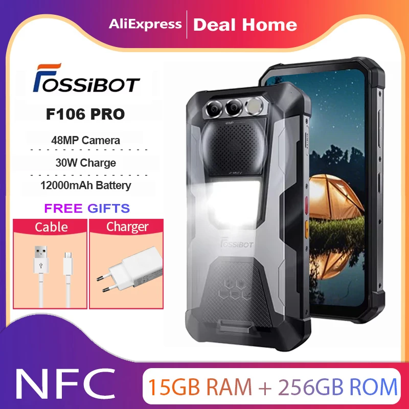 FOSSiBOT F106 PRO NFC対応タフネススマホ 4G 15GB+256GB オクタコア