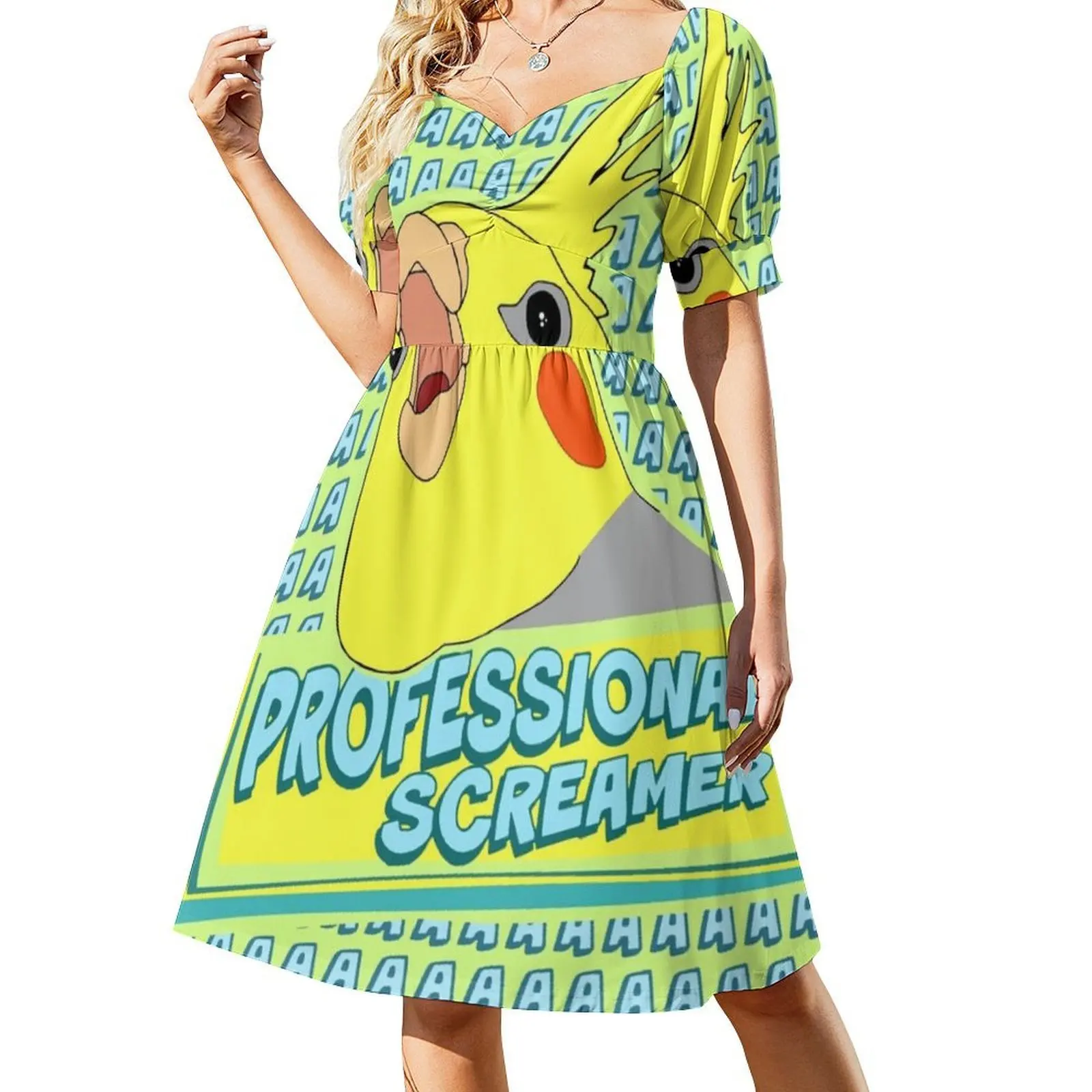 المهنية الصراخ-كوكاتيل الكورية نمط فستان كاجوال للنساء بسيط اليومية مكتب سيدة فساتين خربش بيرد الطيور الببغاء #2