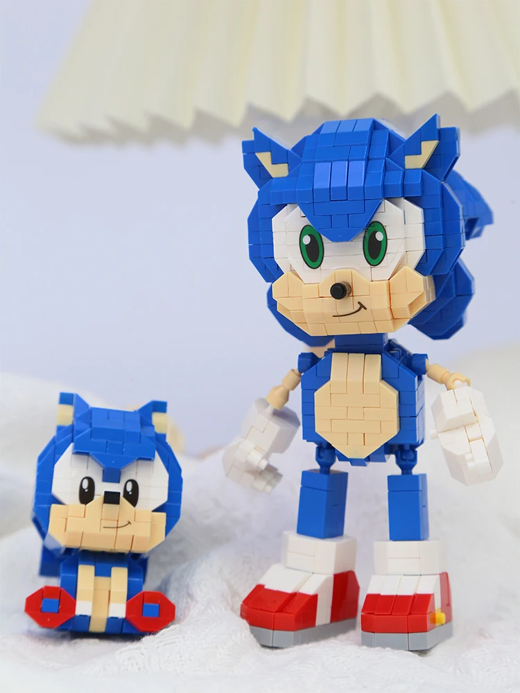 Briques de dessin animé sonique, modèle d'action, jouet de construction de dessin animé, à assembler, jouets éducatifs pour enfants, cadeaux d'anniversaire