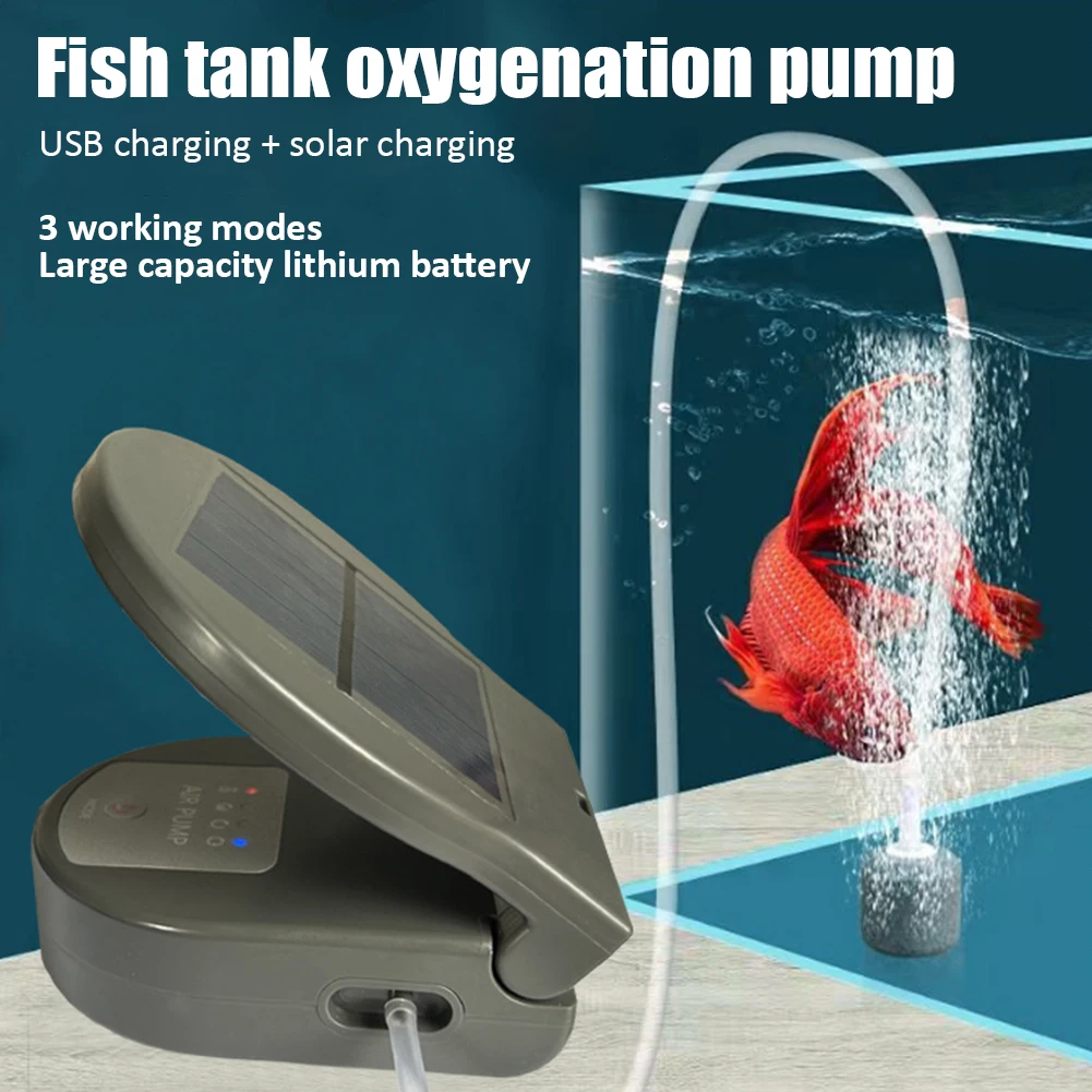 

Solar Air Pump Oxygen Pump With Single Chip Intelligent Control Pure Copper Movement TYPE-C Charging Port Fish Tank Outdoor